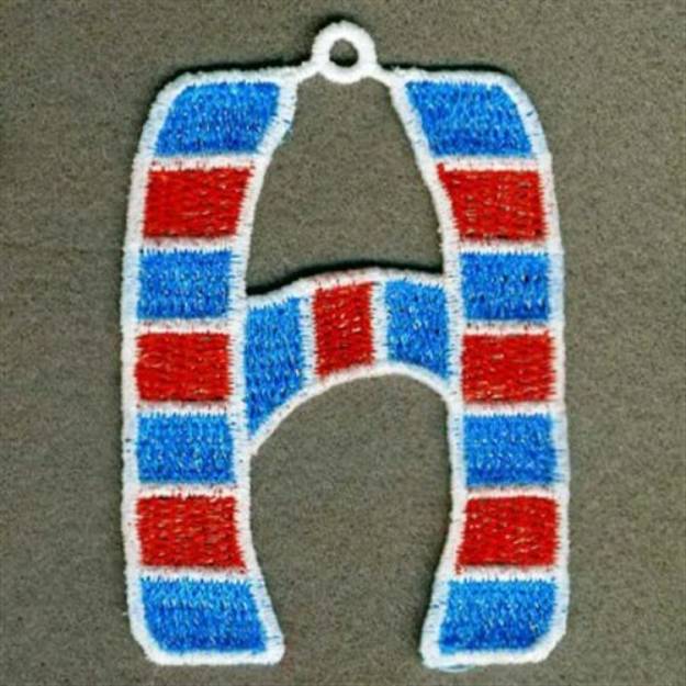 Picture of FSL Stripped Letter H Machine Embroidery Design