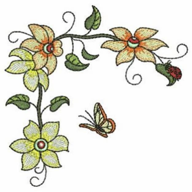 Colorful Floral Corner Machine Embroidery Design | Embroidery Library ...