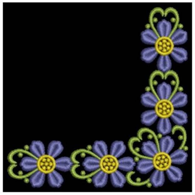 Picture of Blue Flowers Corner Machine Embroidery Design