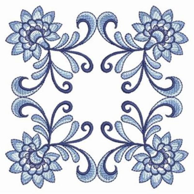 Picture of Delft Blue Square Machine Embroidery Design