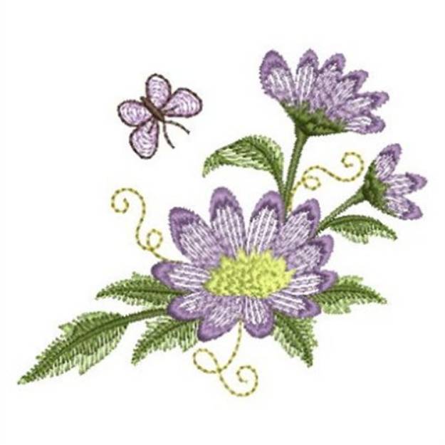 Purple Flowers Butterfly Machine Embroidery Design | Embroidery Library ...