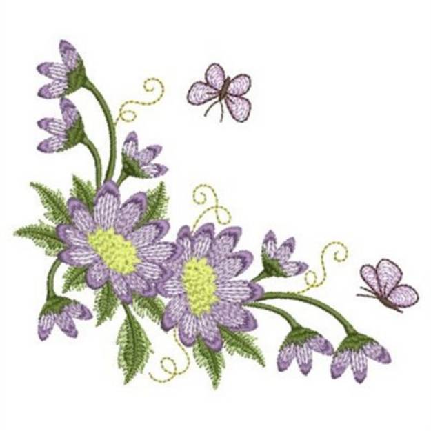 Floral Butterfly Corner Machine Embroidery Design | Embroidery Library ...