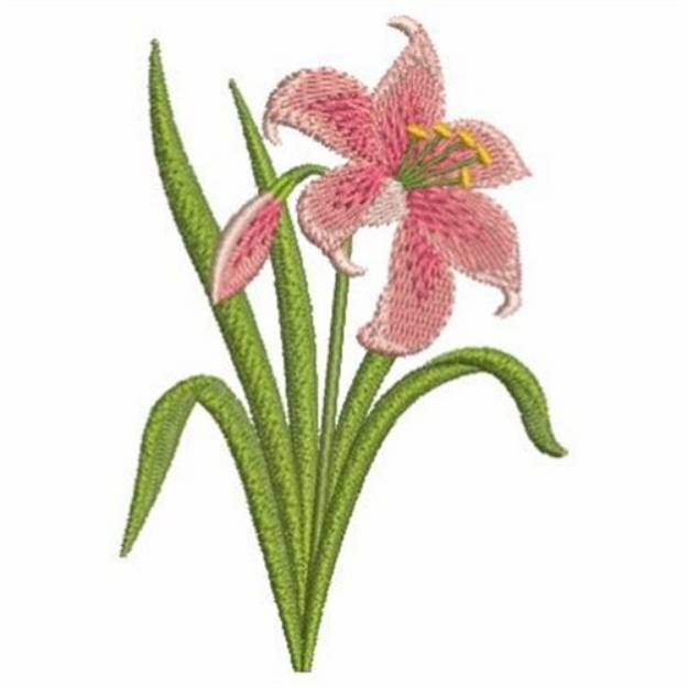 Picture of Elegant Pink Lily Machine Embroidery Design