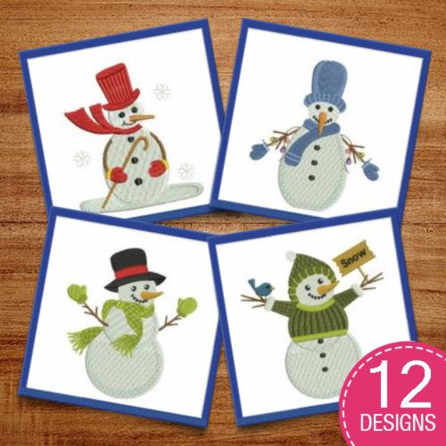 Picture of Winter Snowmen Embroidery Design Pack