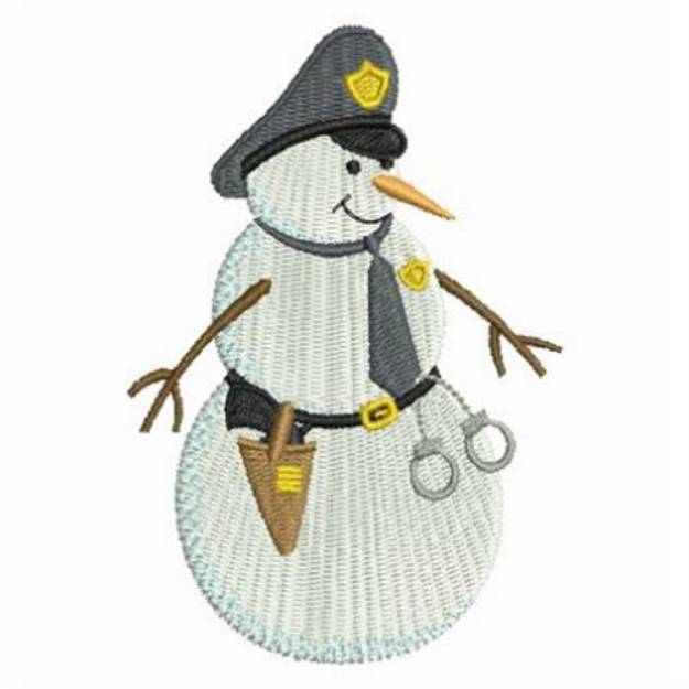 Picture of Snowman Police Officer Machine Embroidery Design