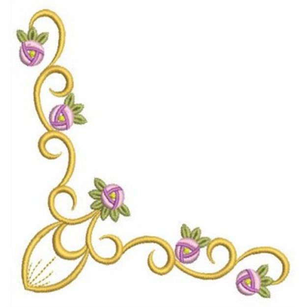 Picture of Golden Rose Corners Machine Embroidery Design