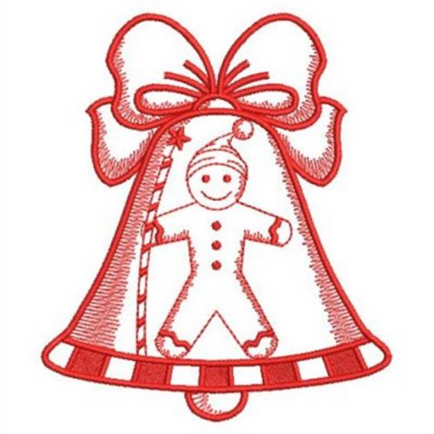 Picture of Christmas Bell Redworks Machine Embroidery Design