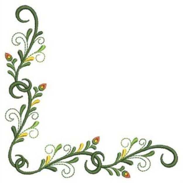 Picture of Classic Flower Corner Machine Embroidery Design