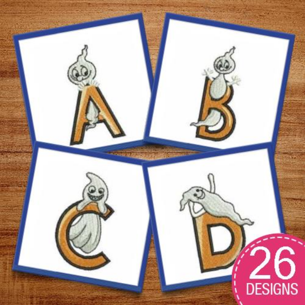 Picture of Halloween Ghost Alphabet Embroidery Design Pack