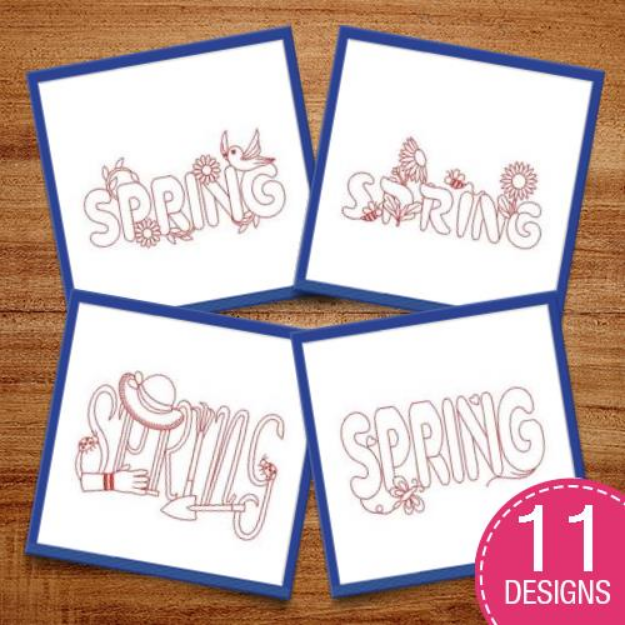 Picture of Redwork Spring 001 Embroidery Design Pack