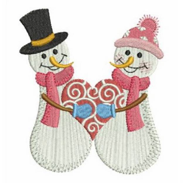 Picture of Snowman Heart Love Machine Embroidery Design