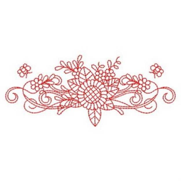 Redwork Border Sunflower Machine Embroidery Design | Embroidery Library ...