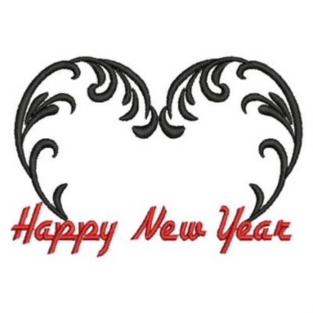 Picture of Happy New Year Heart Machine Embroidery Design