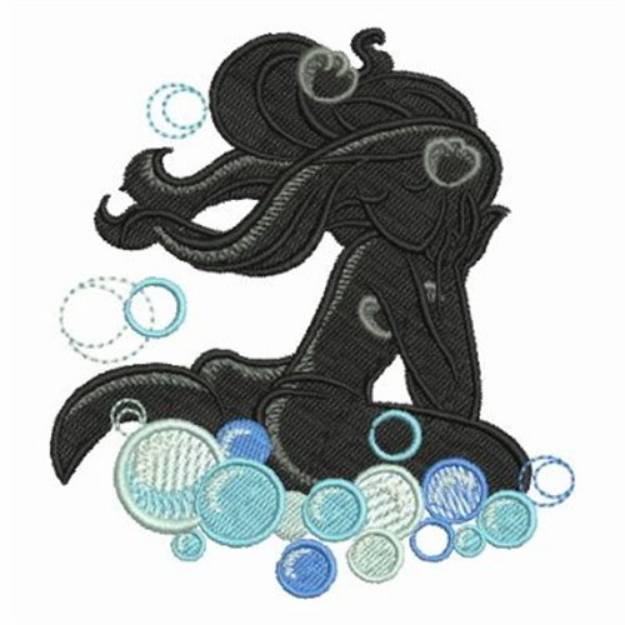 Picture of Silhouette Bubbles Mermaid Machine Embroidery Design