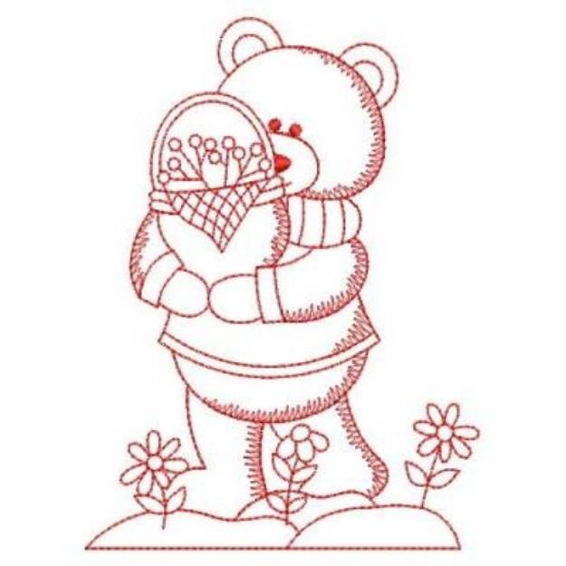 Redwork Garden Bear Machine Embroidery Design | Embroidery Library at ...