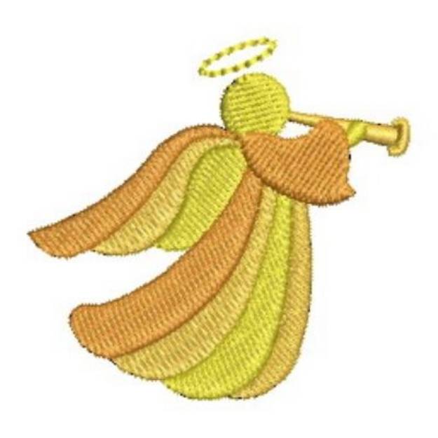 Picture of Golden Angel With Trumpet Machine Embroidery Design