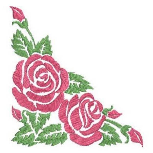 Rose Silhouette Corner Machine Embroidery Design | Embroidery Library ...