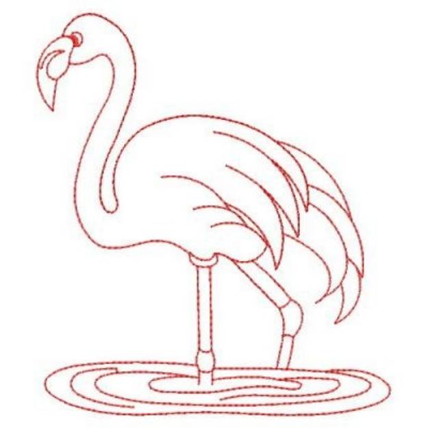 Picture of Redwork Flamingo Outline Machine Embroidery Design