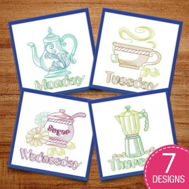 Picture of Days of the Week Embroidery Design Pack