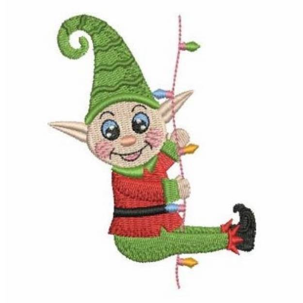 Picture of Christmas Lights Elf Machine Embroidery Design