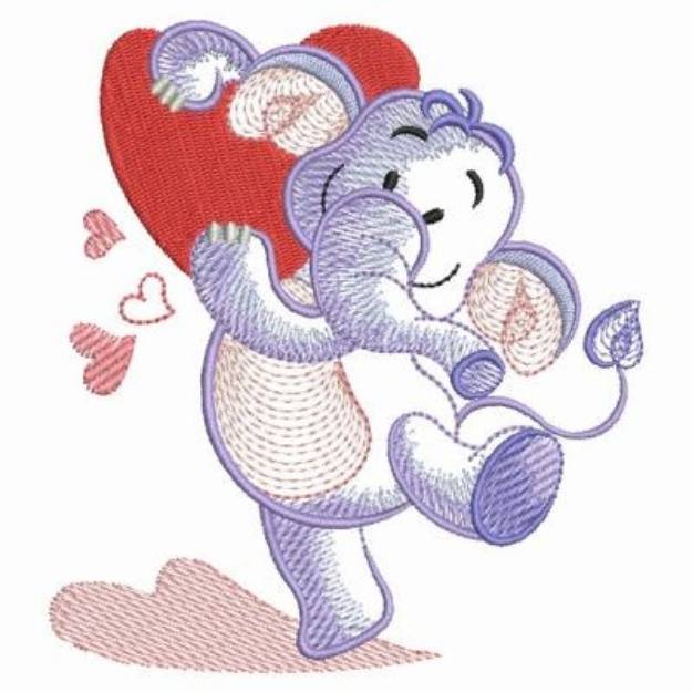 Picture of Sketched Valentine Dumbo Machine Embroidery Design