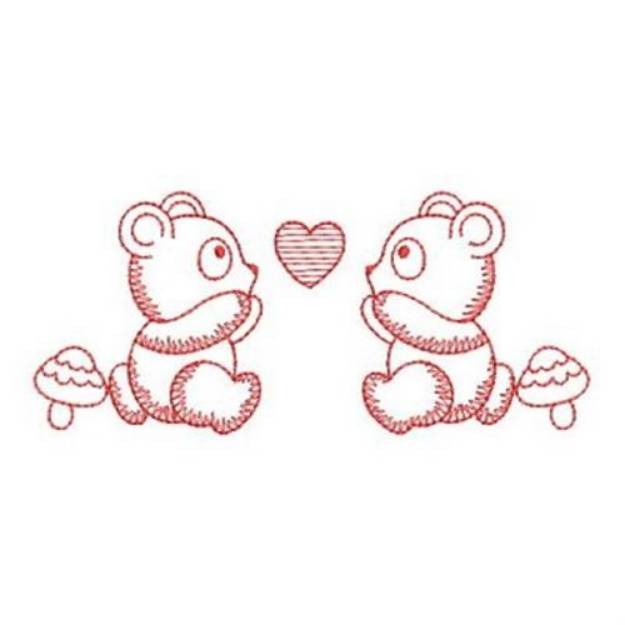 Picture of Redwork Panda Babies Machine Embroidery Design