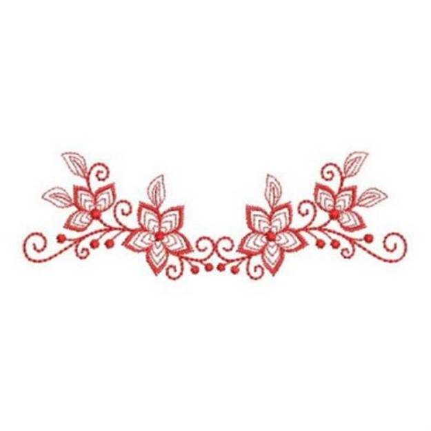 Picture of Redwork Flower Border Machine Embroidery Design