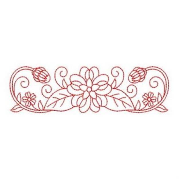 Redwork Heirloom Flower Border Machine Embroidery Design | Embroidery ...