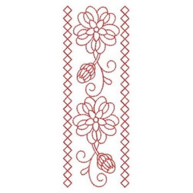 Redwork Heirloom Flower Border Machine Embroidery Design 