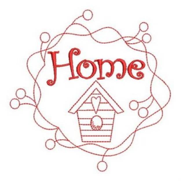 Picture of Redwork Birdhouse Machine Embroidery Design