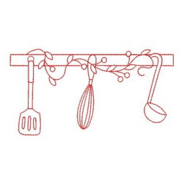 Picture of Redwork Kitchen Utensils Machine Embroidery Design