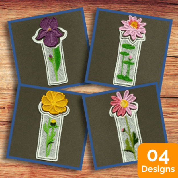 Picture of FSL Flower Bookmarks Embroidery Design Pack