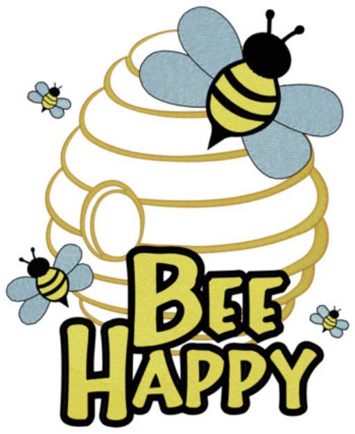 Picture of Bee Happy Machine Embroidery Design