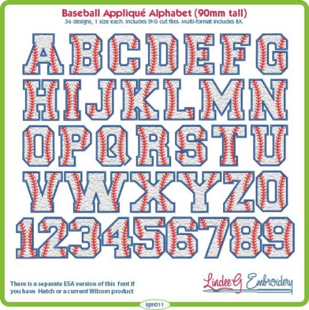 Picture of Applique Baseball Alphabet