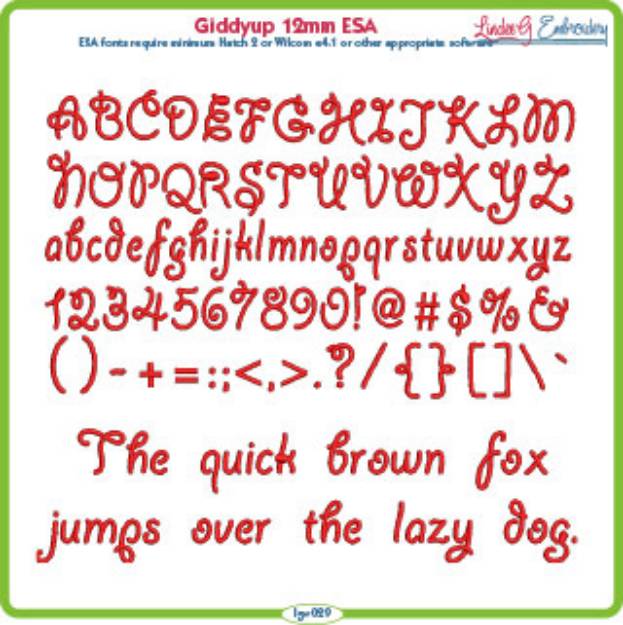 Picture of Giddyup 12mm ESA Font