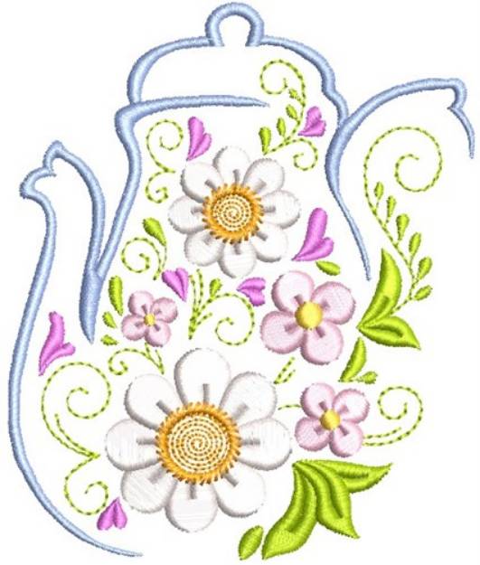 Picture of Spring Tea Pot Machine Embroidery Design