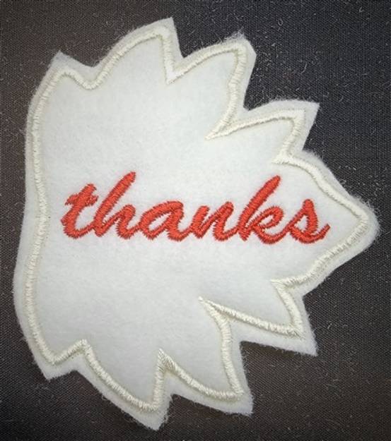 Picture of ITH Thanks Leaf Machine Embroidery Design