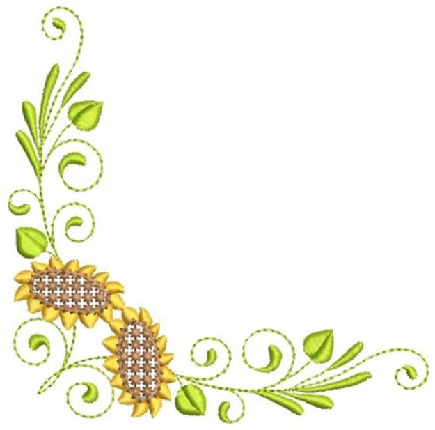 Picture of Sunflower Corner Machine Embroidery Design