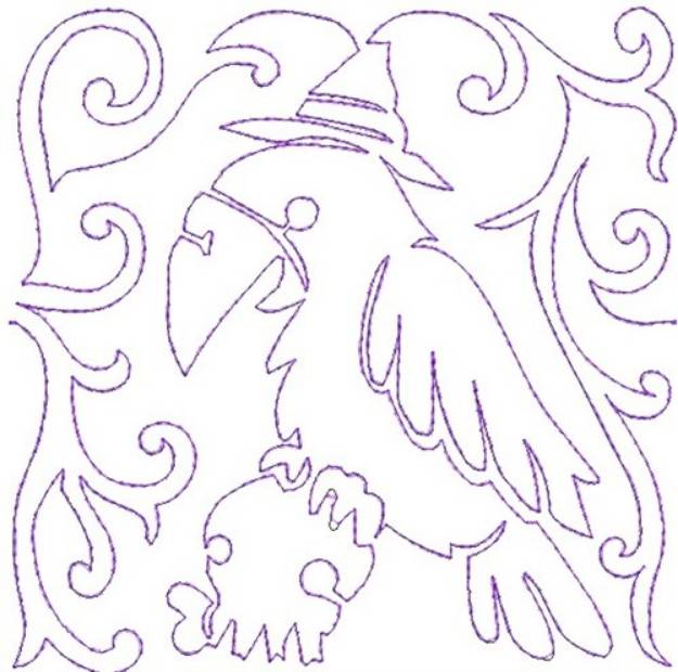 Picture of Halloween Crow Machine Embroidery Design