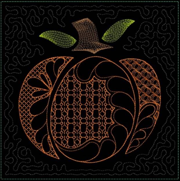 Picture of Feathered Pumpkin Machine Embroidery Design