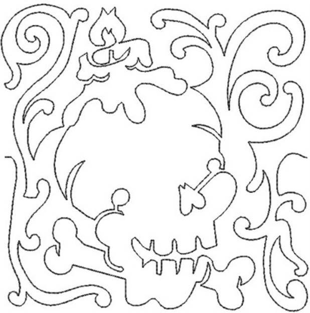 Picture of Skull Quilt Block Machine Embroidery Design