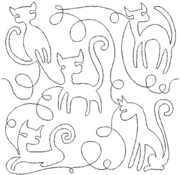 Picture of Free Motion Cats Machine Embroidery Design