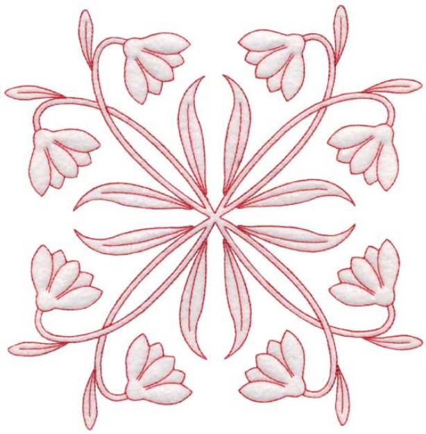 Picture of Snowdrops Redwork - Full-size Machine Embroidery Design