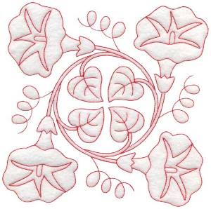 Picture of Morning Glory Redwork - Full-size Machine Embroidery Design