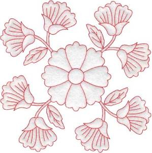 Picture of Cosmos Redwork - Full-size Machine Embroidery Design