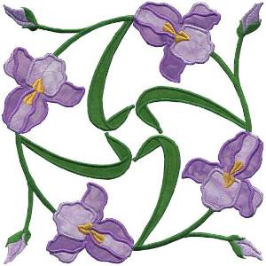 Picture of Iris Applique - Full-size Machine Embroidery Design