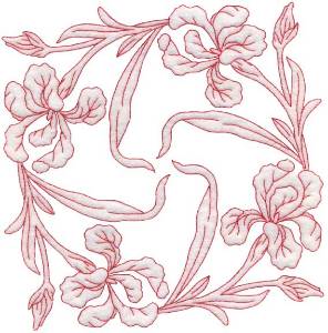 Picture of Iris Redwork - Full-size Machine Embroidery Design