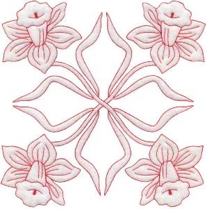 Picture of Daffodil Redwork - Full-size Machine Embroidery Design