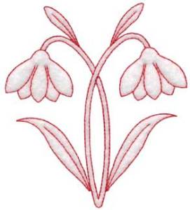 Picture of Snowdrops Redwork - Single Machine Embroidery Design