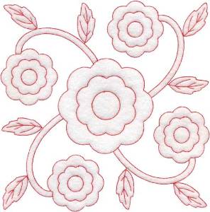 Picture of Marigold Redwork - Full-size Machine Embroidery Design